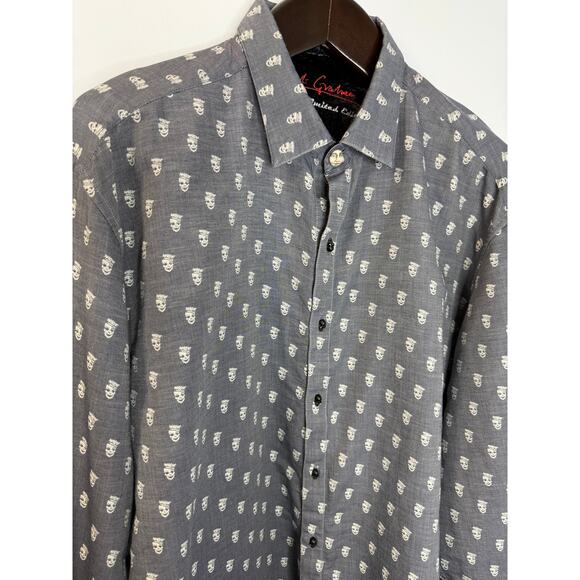Robert Graham Skull & Crown Print Skull Buttons Limited Edition Shirt Men's 2XL - Picture 3 of 14
